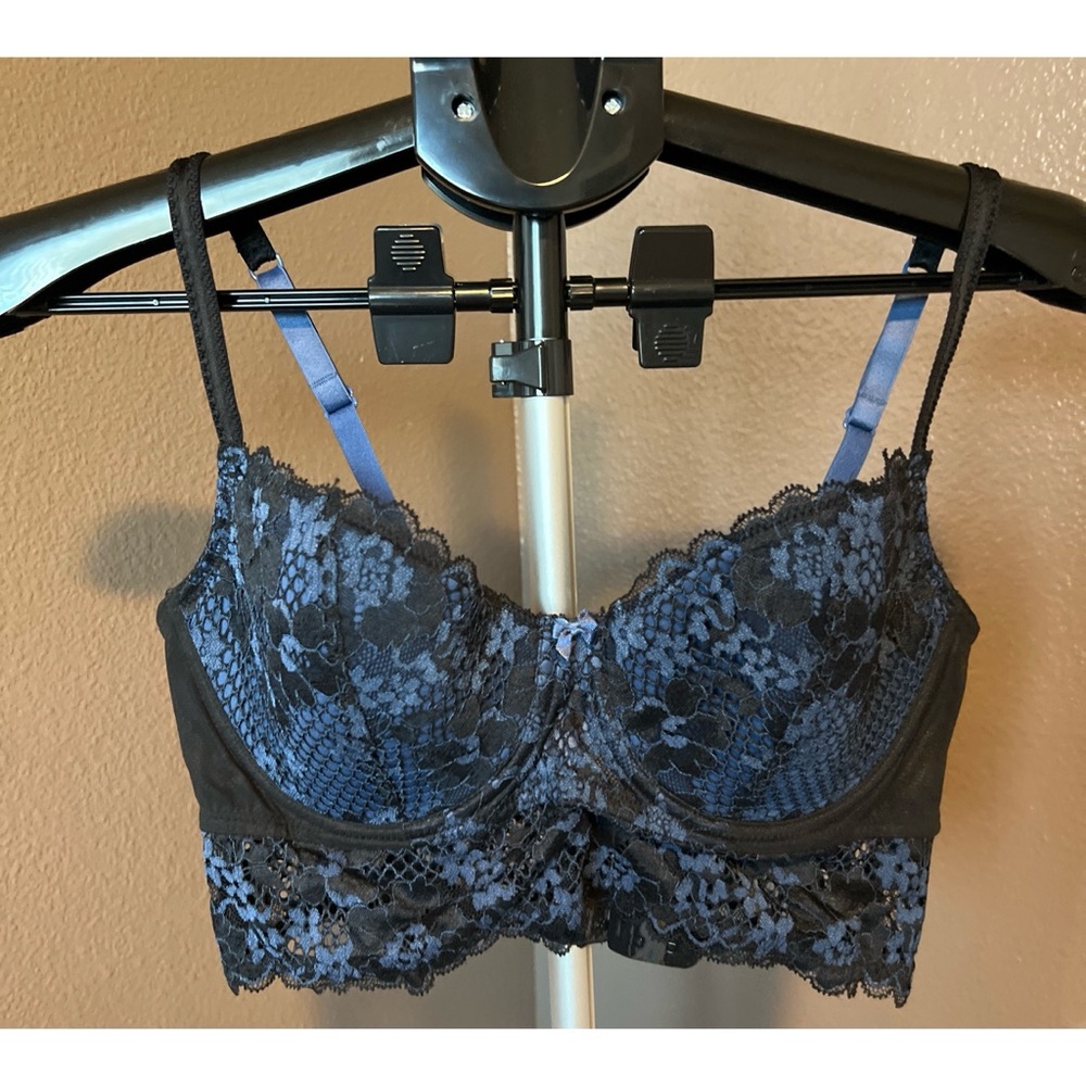 Lace Bralette in Black and Blue